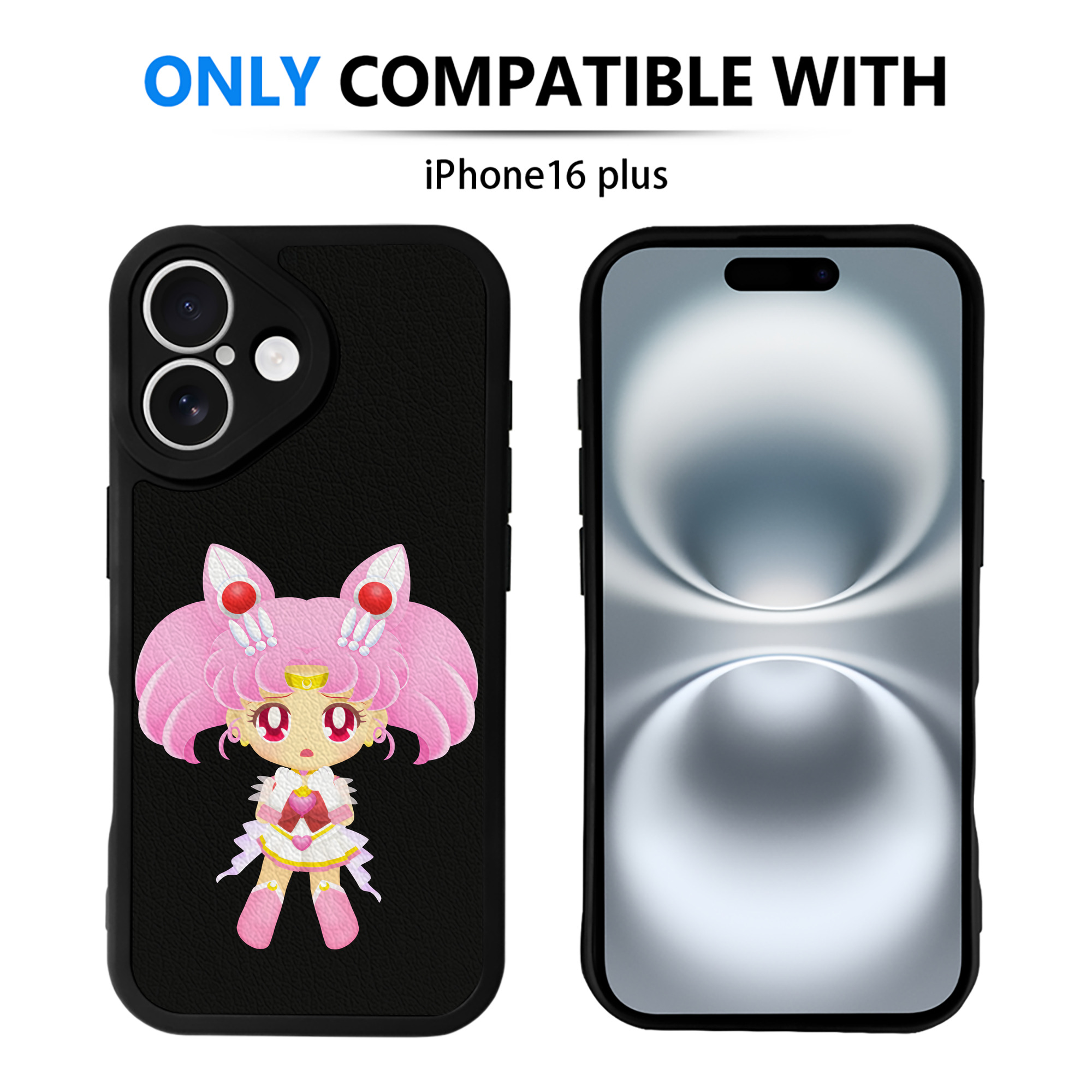 （画像用） 美少女戦士セーラームーン ちびうさ Sailor Moon Chibiusa Tsukino Usagi Small Lady Serenity 【iPhone 16シリーズ対応】シリコンスマホケース（レザー調） 材質：シリコン